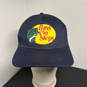 Bass Pro Shops Men's Gone Fishing Trucker Snapback Mesh Back Hat Cap Navy Blue